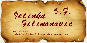 Velinka Filimonović vizit kartica